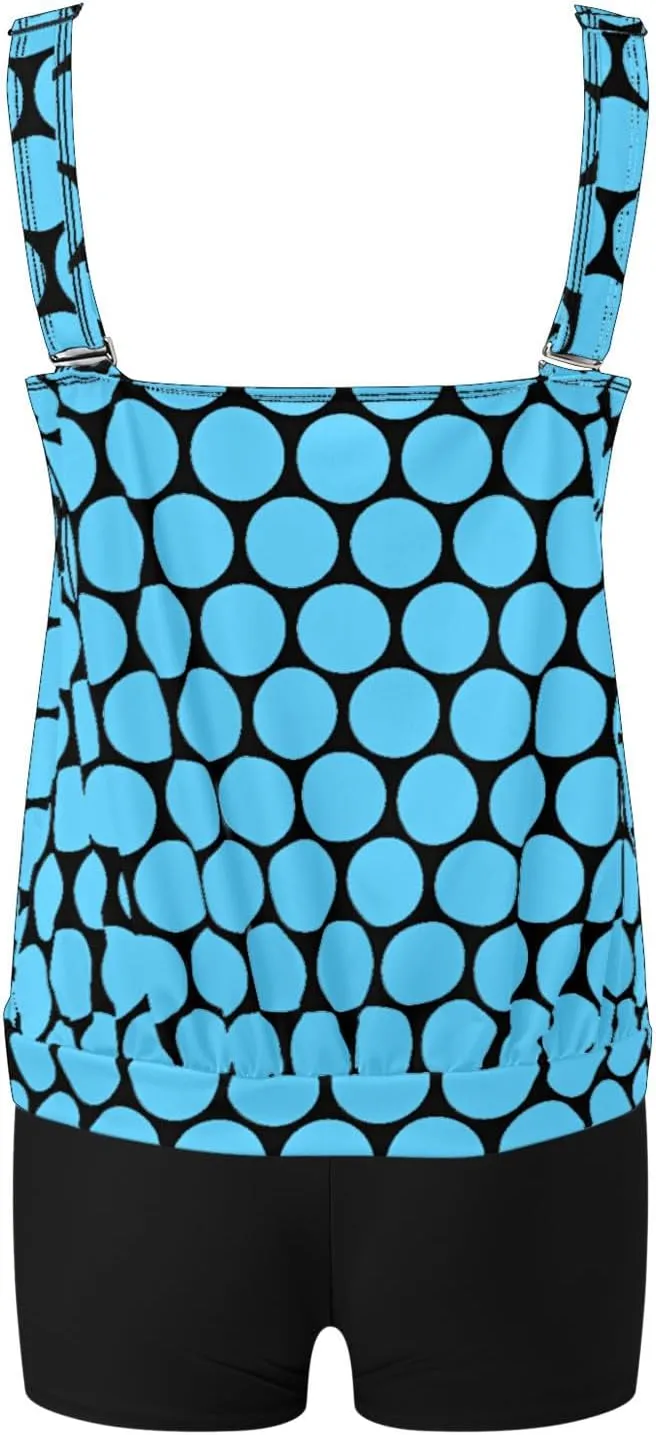 Tummy Control Tankini Swimsuits for Women Plus Size Two Piece Printed Tank Top Swimming Suits with Shorts Athletic Swimwear