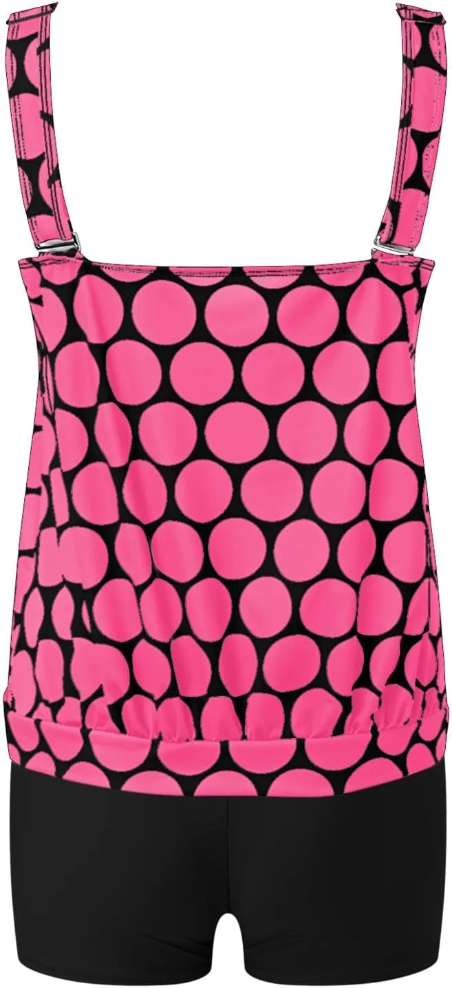 Tummy Control Tankini Swimsuits for Women Plus Size Two Piece Printed Tank Top Swimming Suits with Shorts Athletic Swimwear