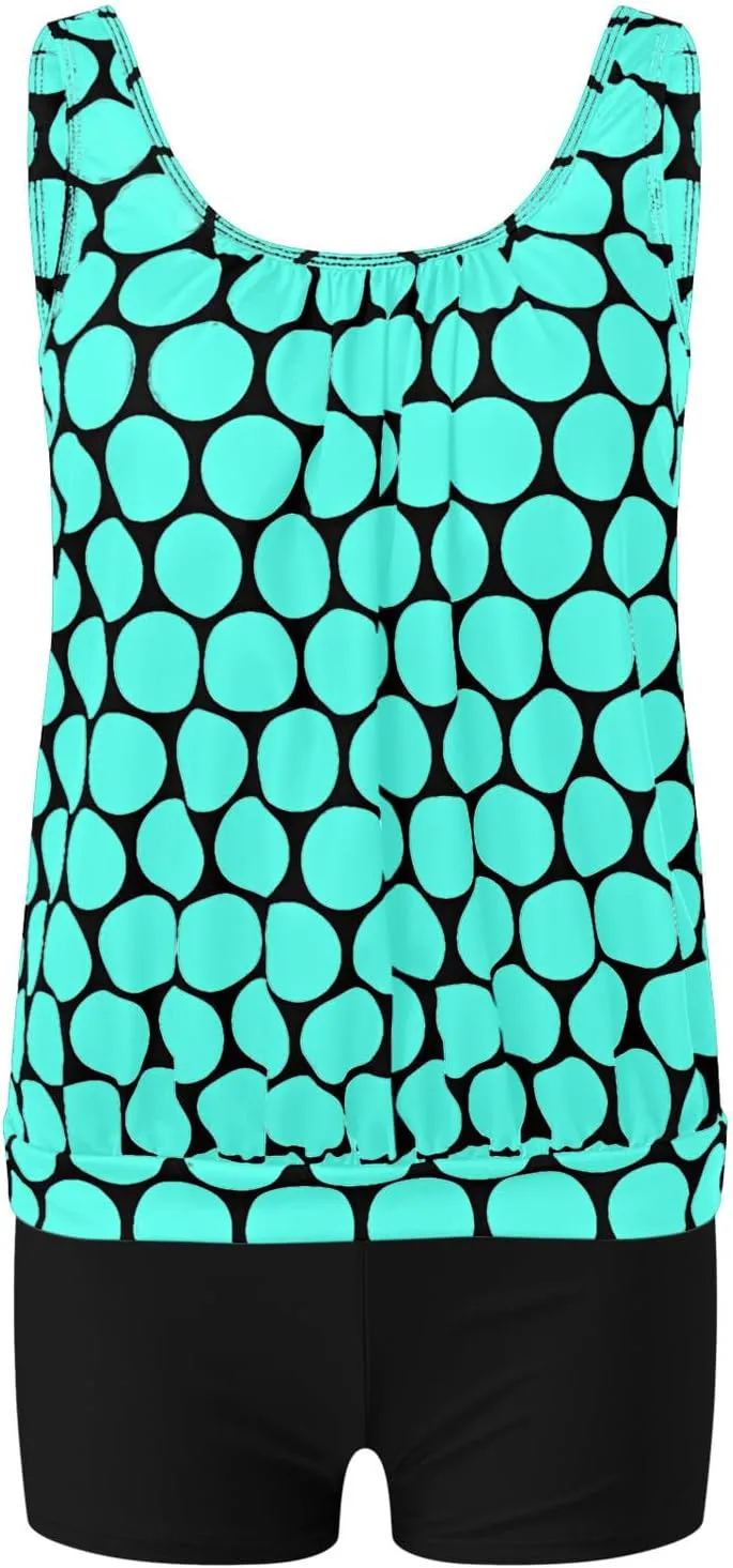 Tummy Control Tankini Swimsuits for Women Plus Size Two Piece Printed Tank Top Swimming Suits with Shorts Athletic Swimwear