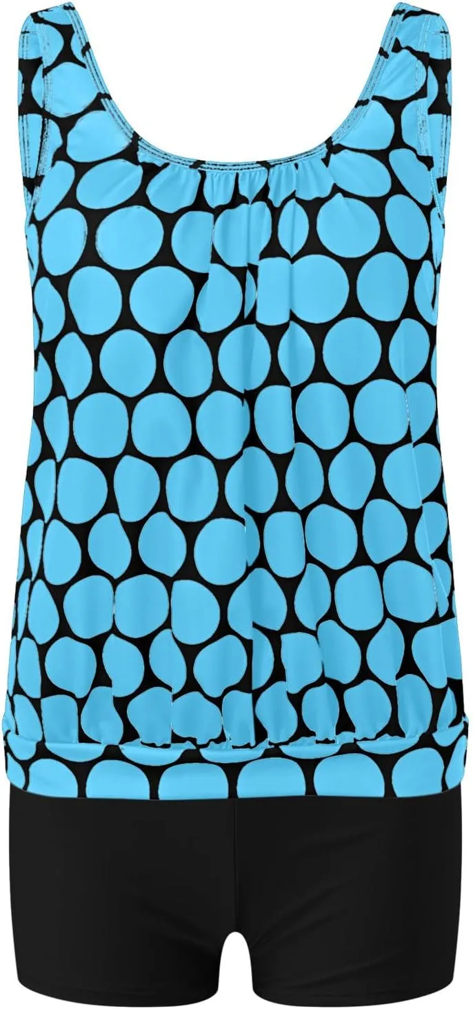 Tummy Control Tankini Swimsuits for Women Plus Size Two Piece Printed Tank Top Swimming Suits with Shorts Athletic Swimwear