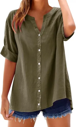 Uitcover Up Button Down Collar Sleeve Collar Casual Women's Shirt Women's Shirt Womens Dress Shirts Linen Shirt
