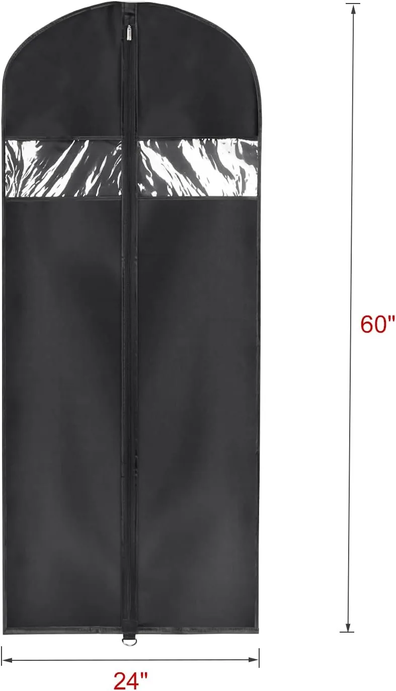 Univivi Garment Bag Suit Bag for Storage and Travel 60 inches, Lightweight Study Full Zipper Washable Suit Cover for Dresses, Suits, Coats, Set of 5