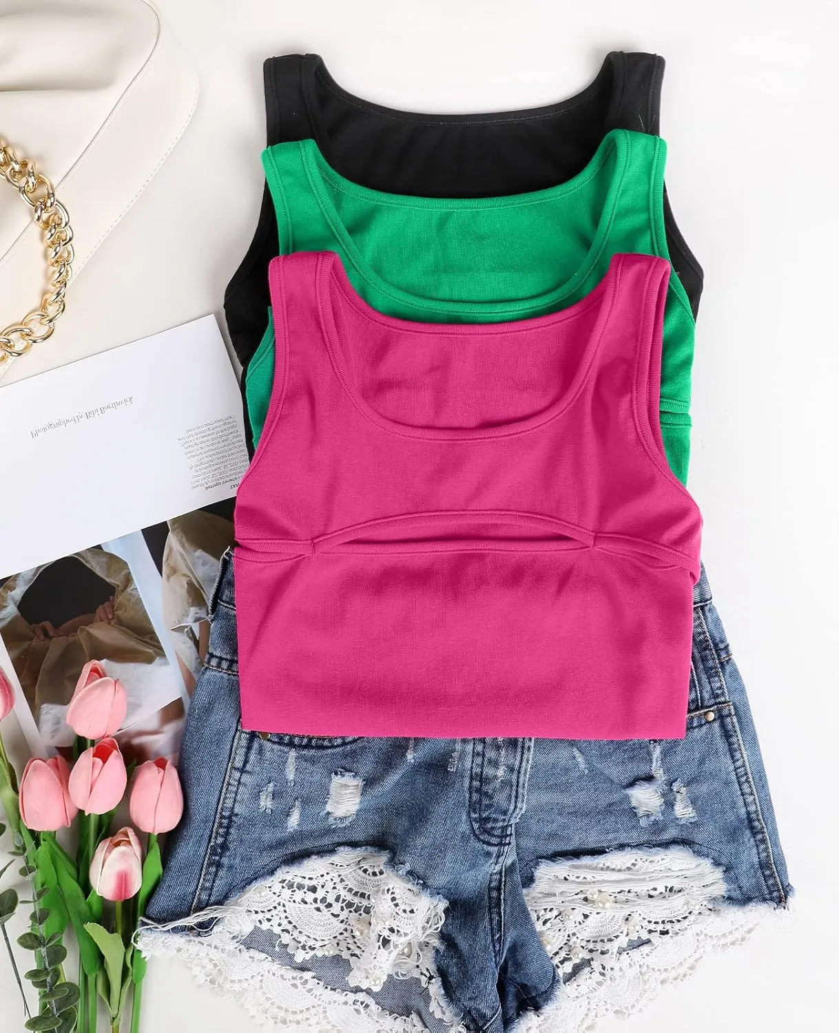 V FOR CITY Crop Tops for Women Front Cutout Cropped Tank Summer Sleeveless Cotton Cami Shirts