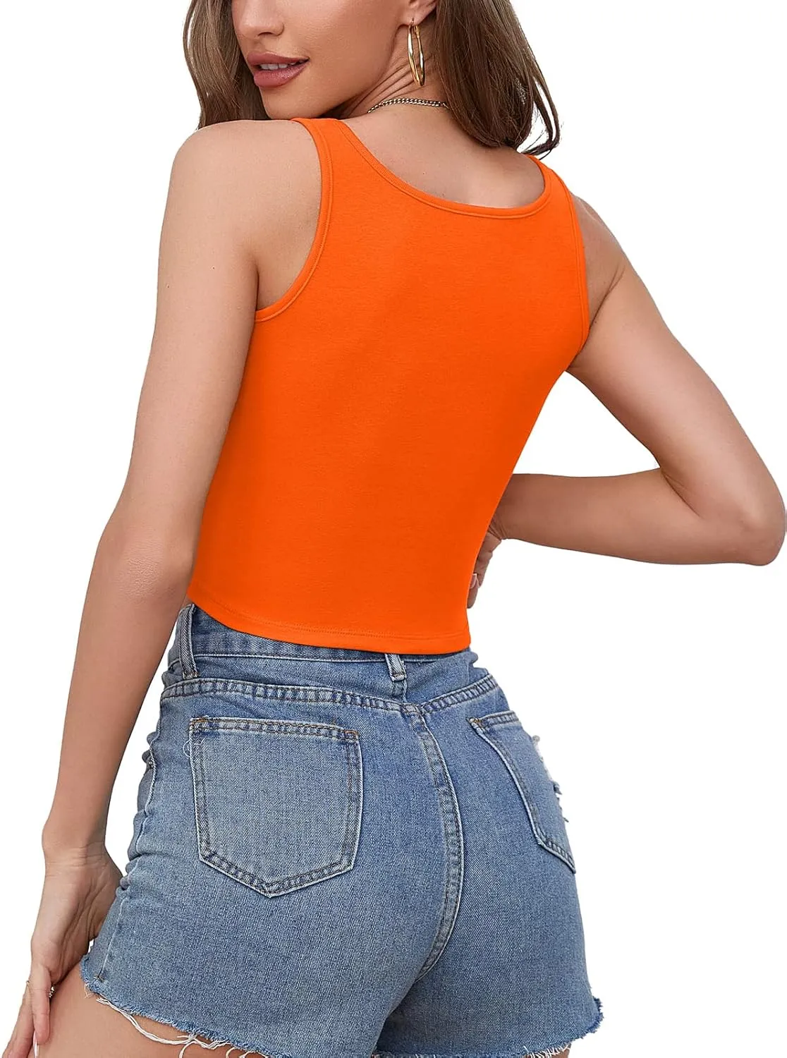 V FOR CITY Crop Tops for Women Front Cutout Cropped Tank Summer Sleeveless Cotton Cami Shirts