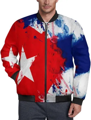 Vintage Cuba Flag Men's Bomber Jacket Lightweight Windbreaker Fashion Spring Fall Coats Casual Jackets for Men