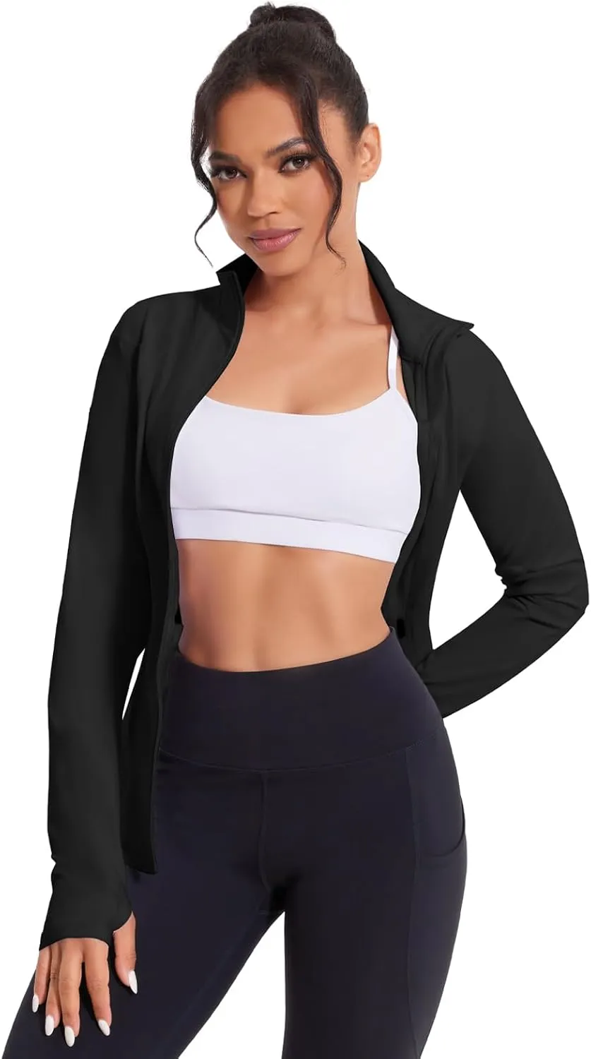 VUTRU Women's Workout Jackets Full Zip Athletic Tops Lightweight Gym Yoga Running Jacket with Pockets
