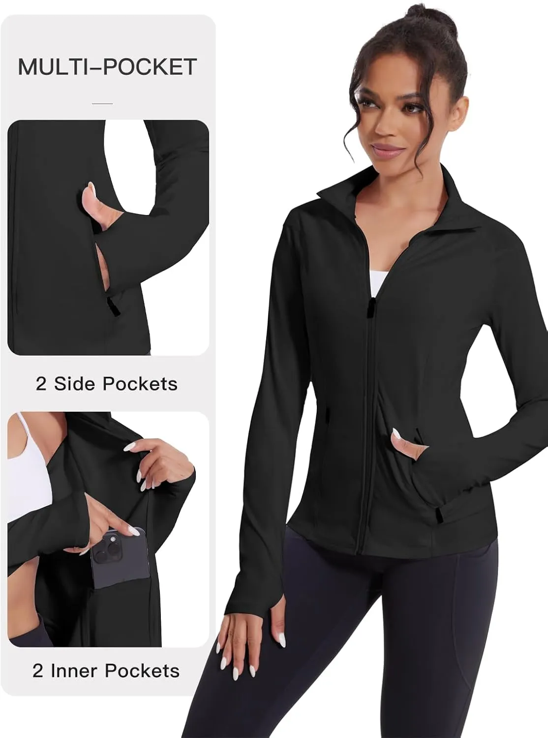 VUTRU Women's Workout Jackets Full Zip Athletic Tops Lightweight Gym Yoga Running Jacket with Pockets