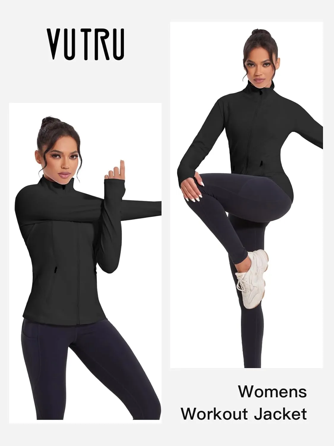 VUTRU Women's Workout Jackets Full Zip Athletic Tops Lightweight Gym Yoga Running Jacket with Pockets