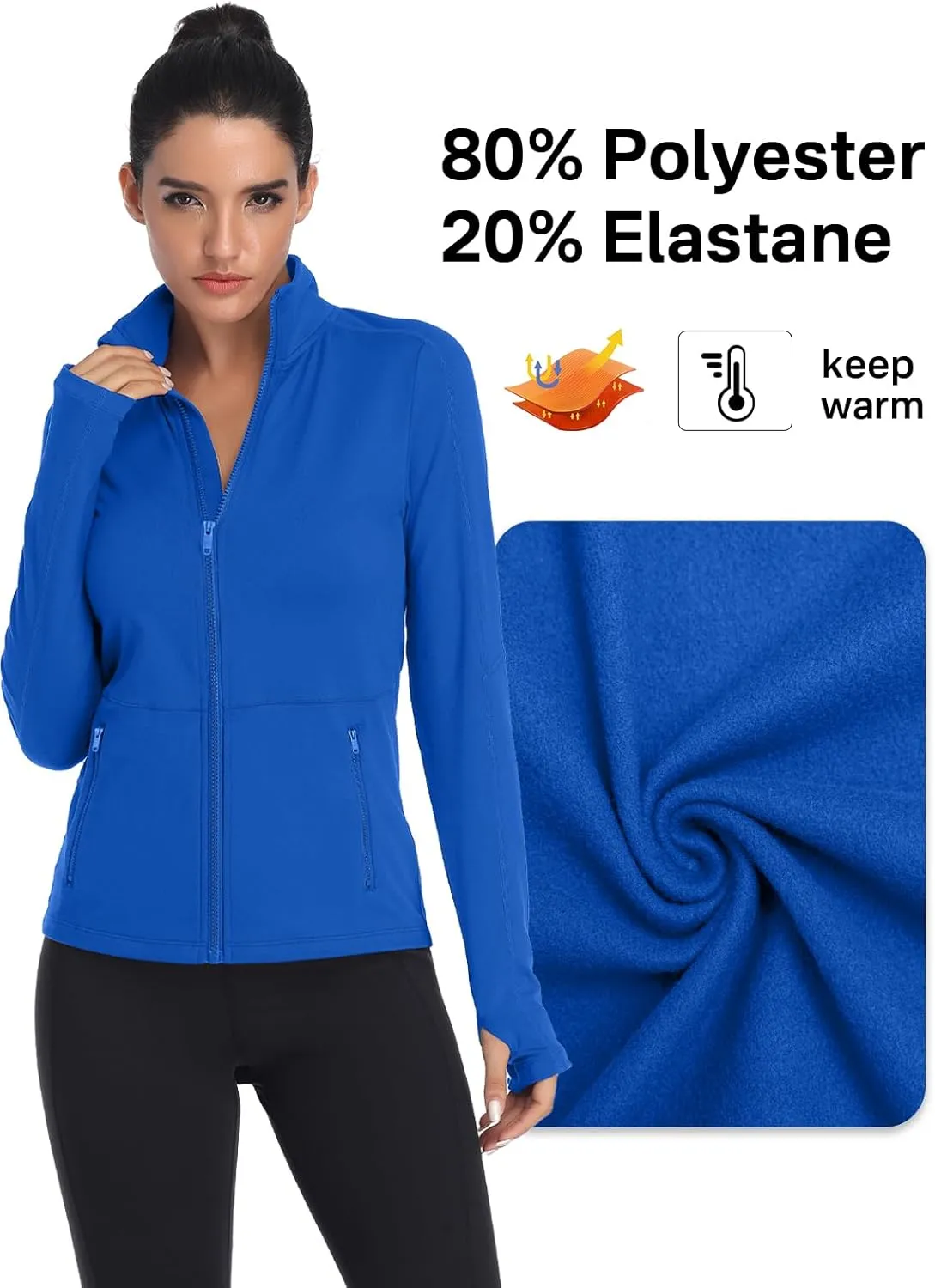 VUTRU Women's Workout Yoga Jacket Full Zip Running Track Jacket Fleece Athletic Jacket