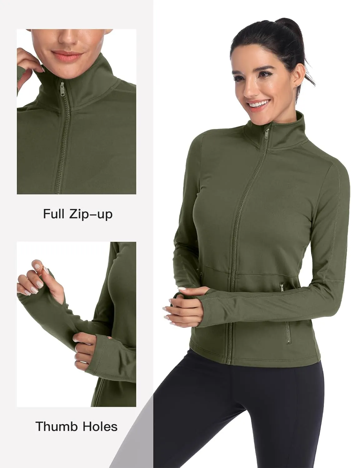 VUTRU Women's Workout Yoga Jacket Full Zip Running Track Jacket Fleece Athletic Jacket