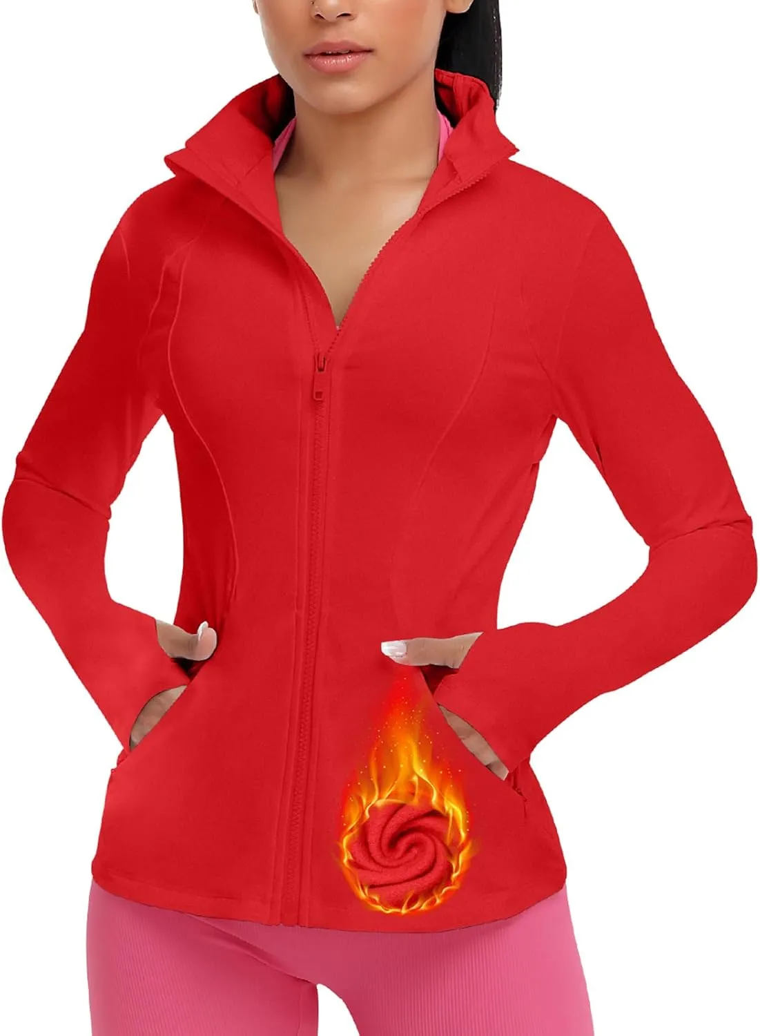VUTRU Women's Workout Yoga Jacket Full Zip Running Track Jacket Fleece Athletic Jacket