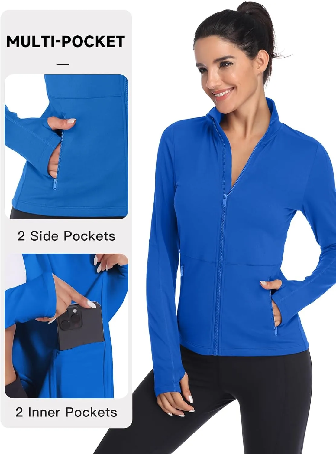 VUTRU Women's Workout Yoga Jacket Full Zip Running Track Jacket Fleece Athletic Jacket