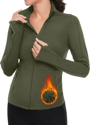 VUTRU Women's Workout Yoga Jacket Full Zip Running Track Jacket Fleece Athletic Jacket