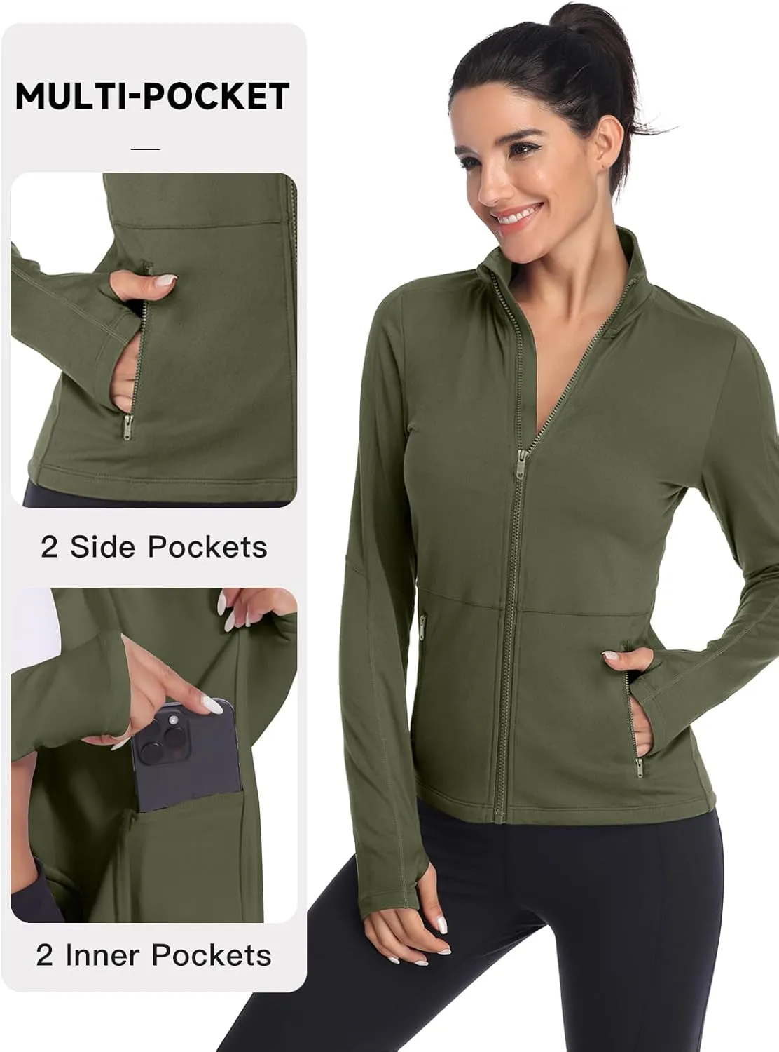 VUTRU Women's Workout Yoga Jacket Full Zip Running Track Jacket Fleece Athletic Jacket