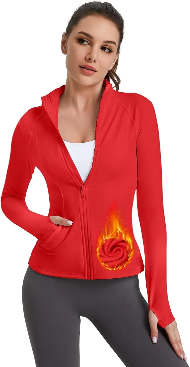 VUTRU Women's Workout Yoga Jacket Full Zip Running Track Jacket Fleece Athletic Jacket