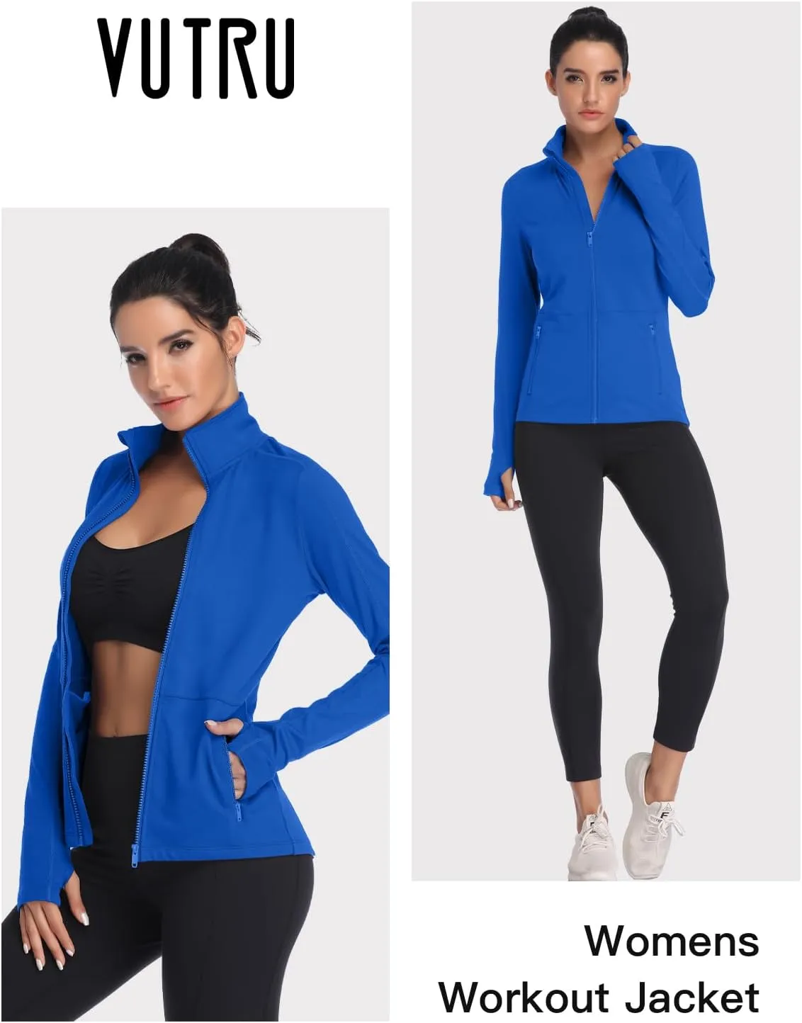 VUTRU Women's Workout Yoga Jacket Full Zip Running Track Jacket Fleece Athletic Jacket