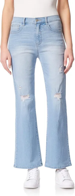 WallFlower Women's Juniors InstaVintage Fearless Curvy High-Rise Stretch Flip Flop Flare Ankle Jeans