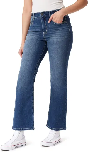 WallFlower Women's Juniors InstaVintage Fearless Curvy High-Rise Stretch Flip Flop Flare Ankle Jeans