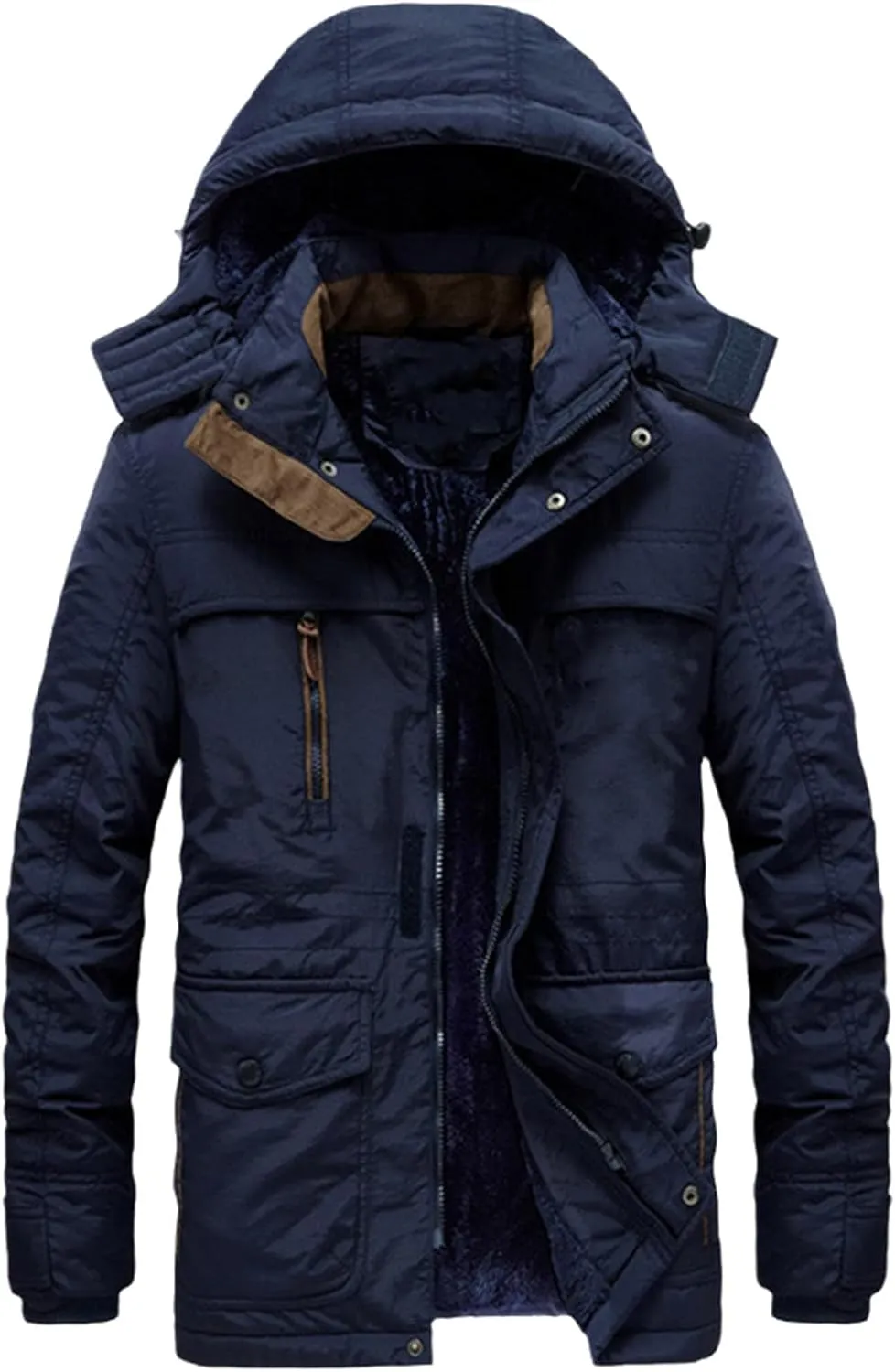 Warm Padded Parkas Men Winter Military Fleece Jackets Hooded Coats Multi-Pocket Casual Cotton Overcoat Plus Size
