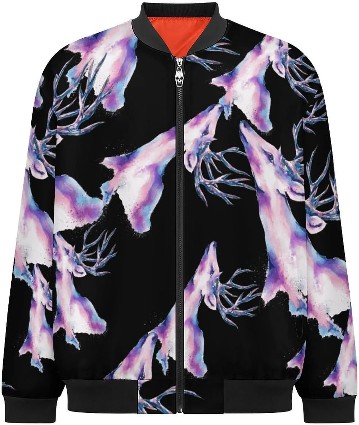 Watercolor Deer Men's Bomber Jacket Lightweight Windbreaker Fashion Spring Fall Coats Casual Jackets for Men