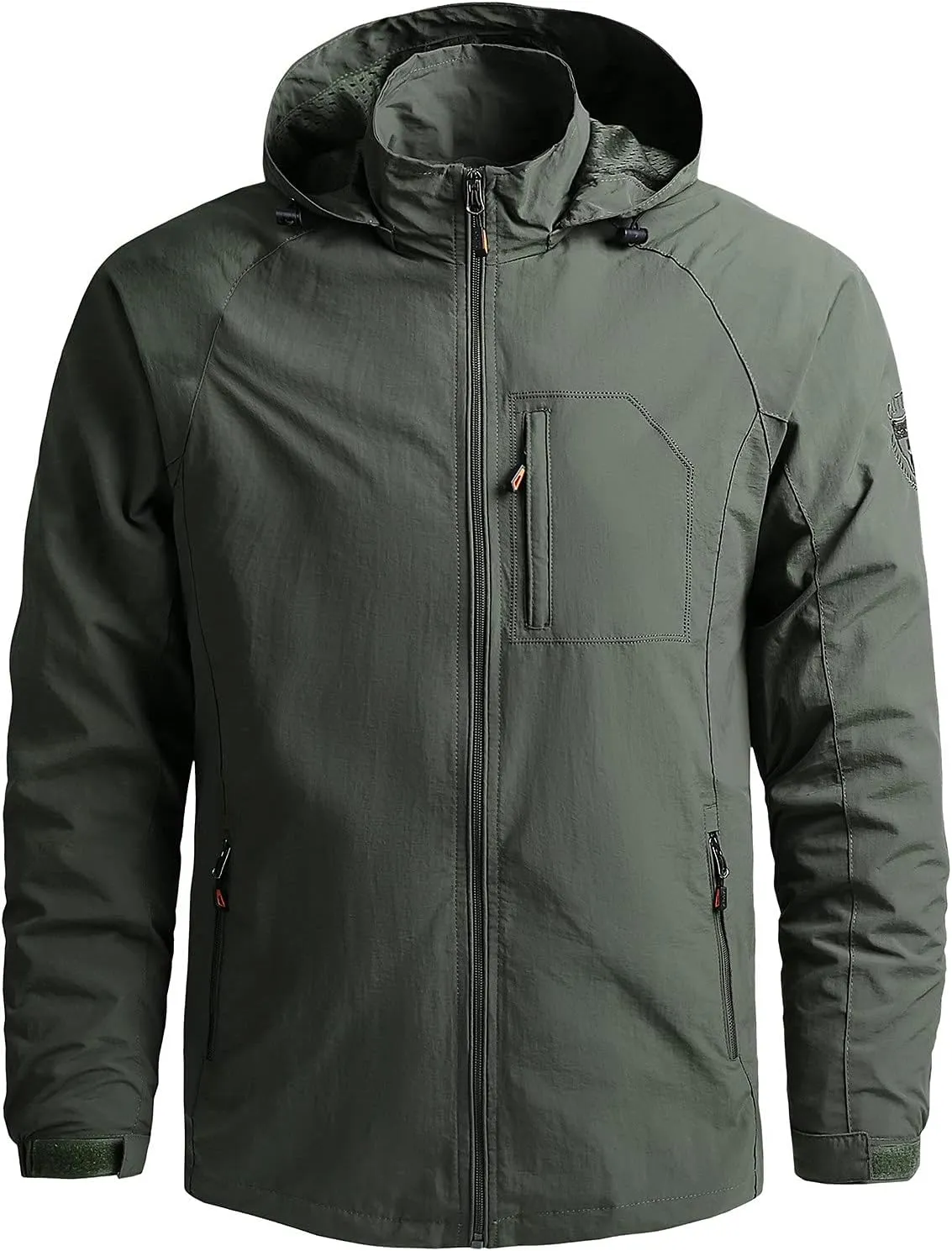 Waterproof Jackets for Men's Lightweight Full Zip Warm Windbreaker Jackets Detachable Hood Hiking Sweat Coats