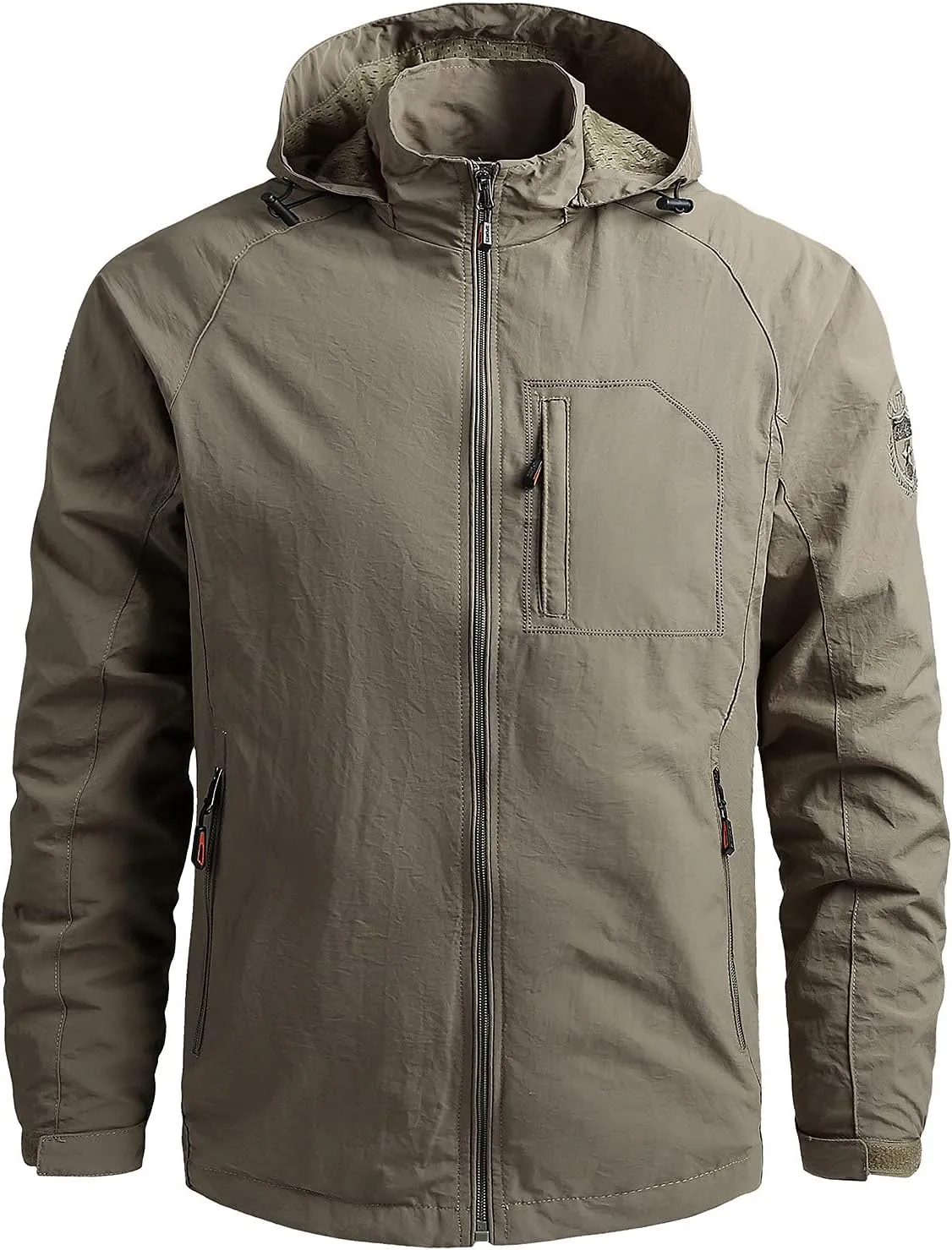 Waterproof Jackets for Men's Lightweight Full Zip Warm Windbreaker Jackets Detachable Hood Hiking Sweat Coats