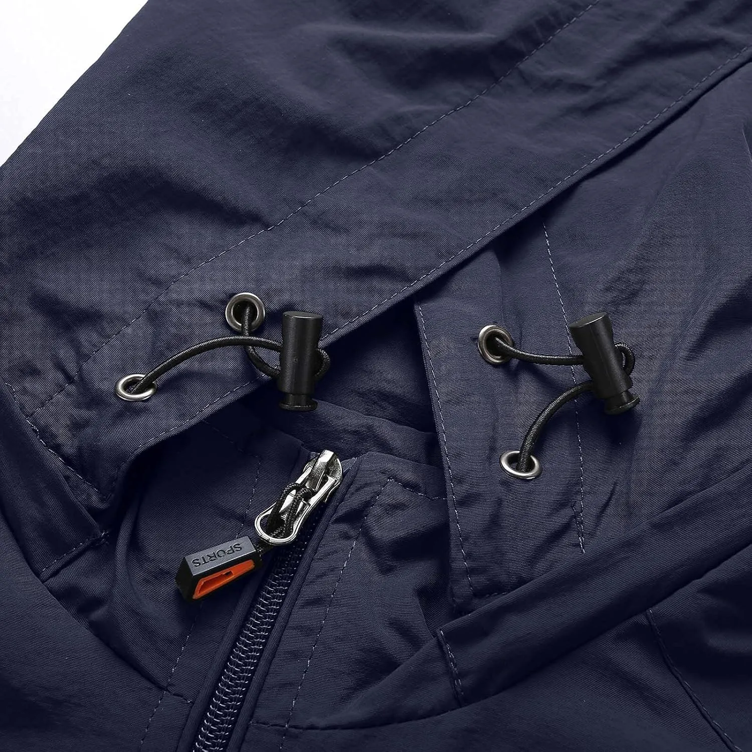 Waterproof Jackets for Men's Lightweight Full Zip Warm Windbreaker Jackets Detachable Hood Hiking Sweat Coats