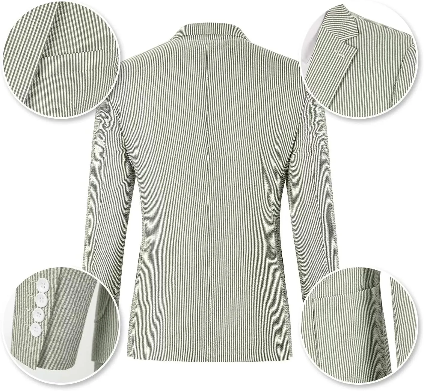 Wehilion Mens Seersucker Suit Jacket Casual Summer Blazer Slim Fit Sport Coats Suits Jackets Wedding Prom Tuxedo Blazers
