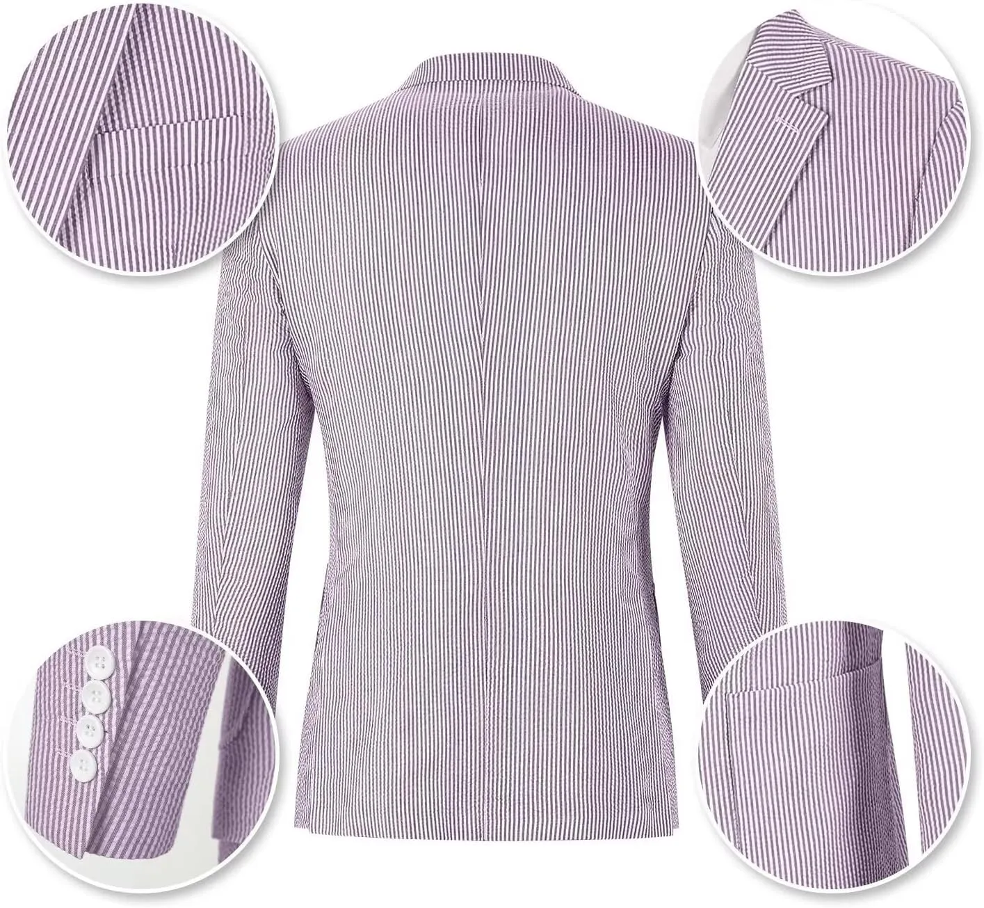 Wehilion Mens Seersucker Suit Jacket Casual Summer Blazer Slim Fit Sport Coats Suits Jackets Wedding Prom Tuxedo Blazers