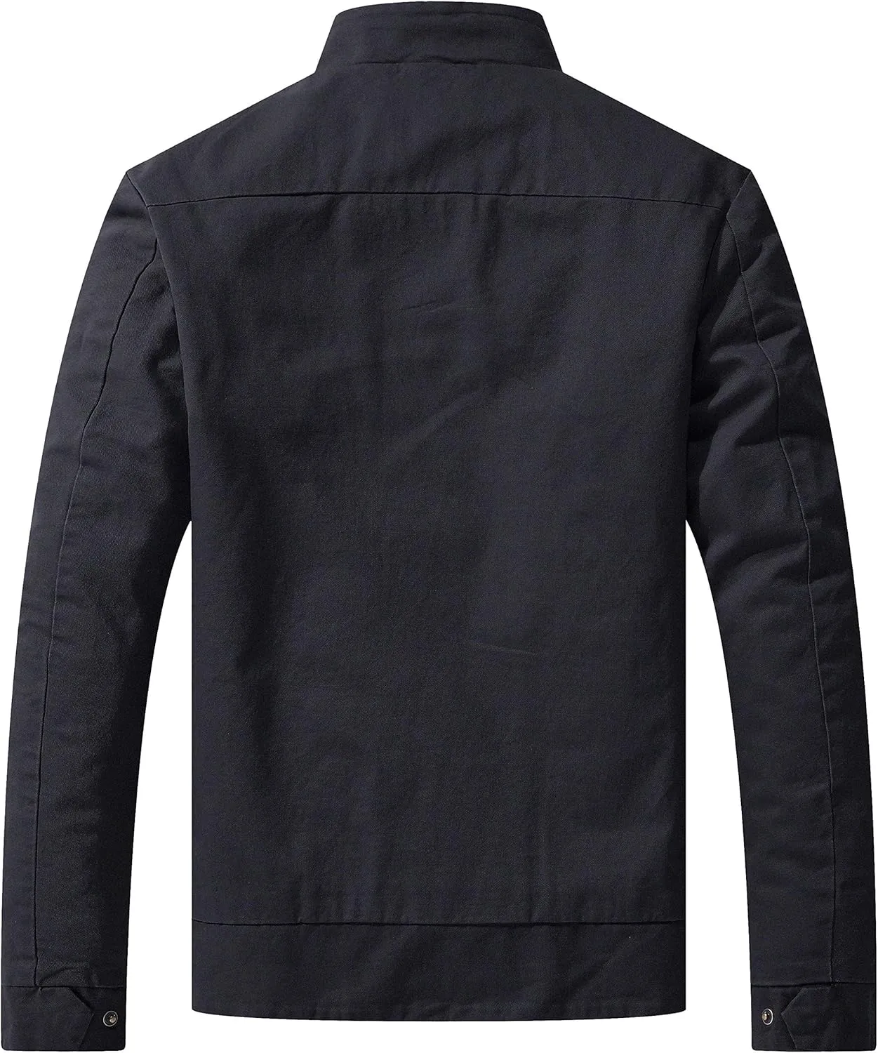 WenVen Men's Spring Cotton Military Jacket Casual Lightweight Canvas Field Coat