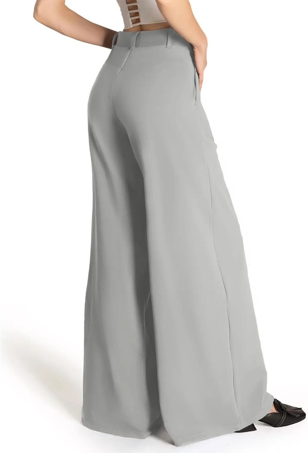 Wide Leg Dress Pants for Women High Waisted Business Casual Pants Office Work Pants Pull On Slacks Palazzo Trousers
