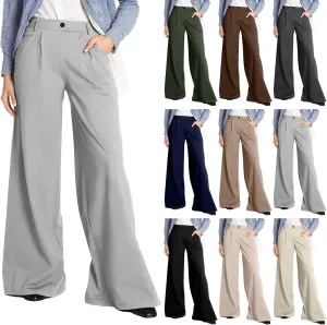 Wide Leg Dress Pants for Women High Waisted Business Casual Pants Office Work Pants Pull On Slacks Palazzo Trousers