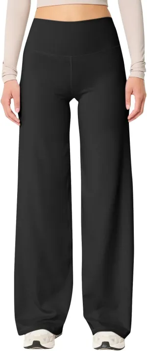 Wide Leg Pants for Women Soft Stretchy Tummy Control Yoga Pants Athletic Workout Pants Cozy Bootcut Leggings Trousers