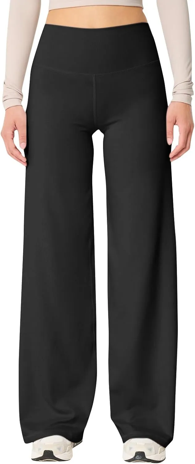 Wide Leg Pants for Women Soft Stretchy Tummy Control Yoga Pants Athletic Workout Pants Cozy Bootcut Leggings Trousers