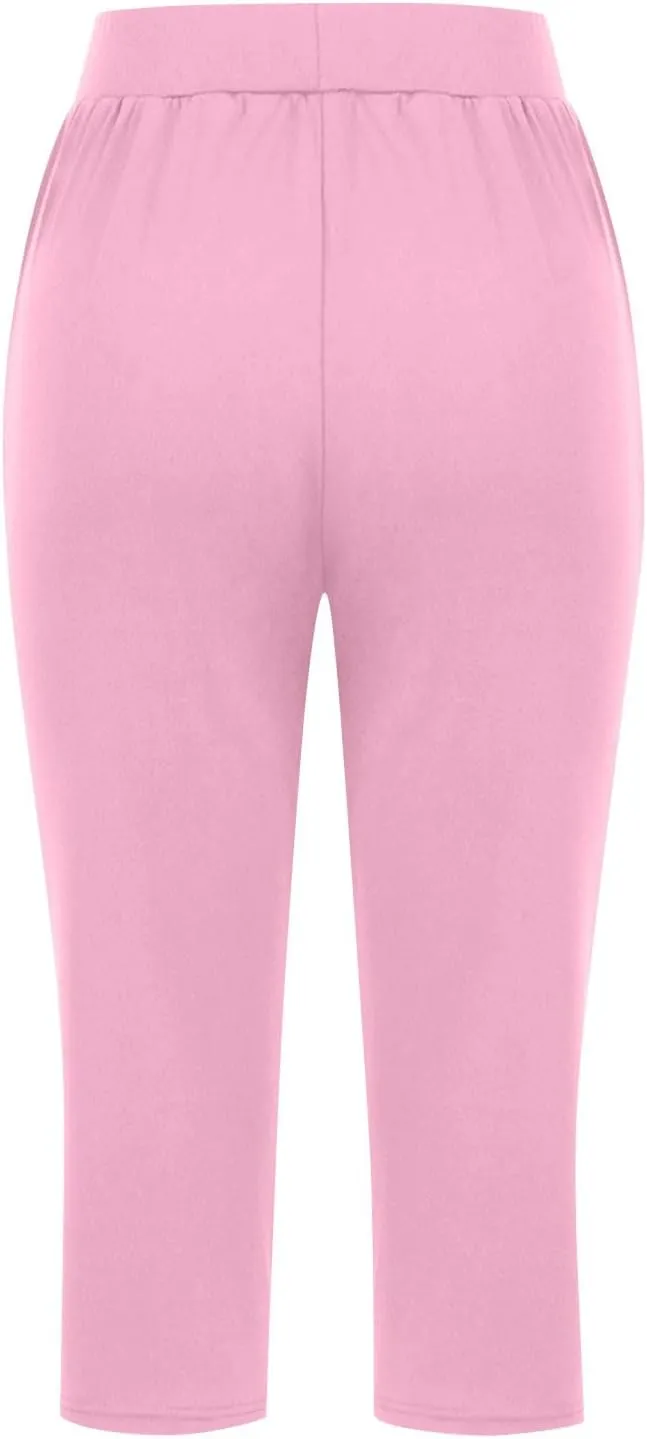 Wide Leg Yoga Pants for Women Casual Loose Soft Lounge Capris Cropped Pant Trousers High Waisted Athletic Sweatpants