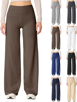 Wide Leg Yoga Pants for Women Stretchy Tummy Control Leggings Soft Athletic Workout Pants Bootcut Flowy Pants Trouser