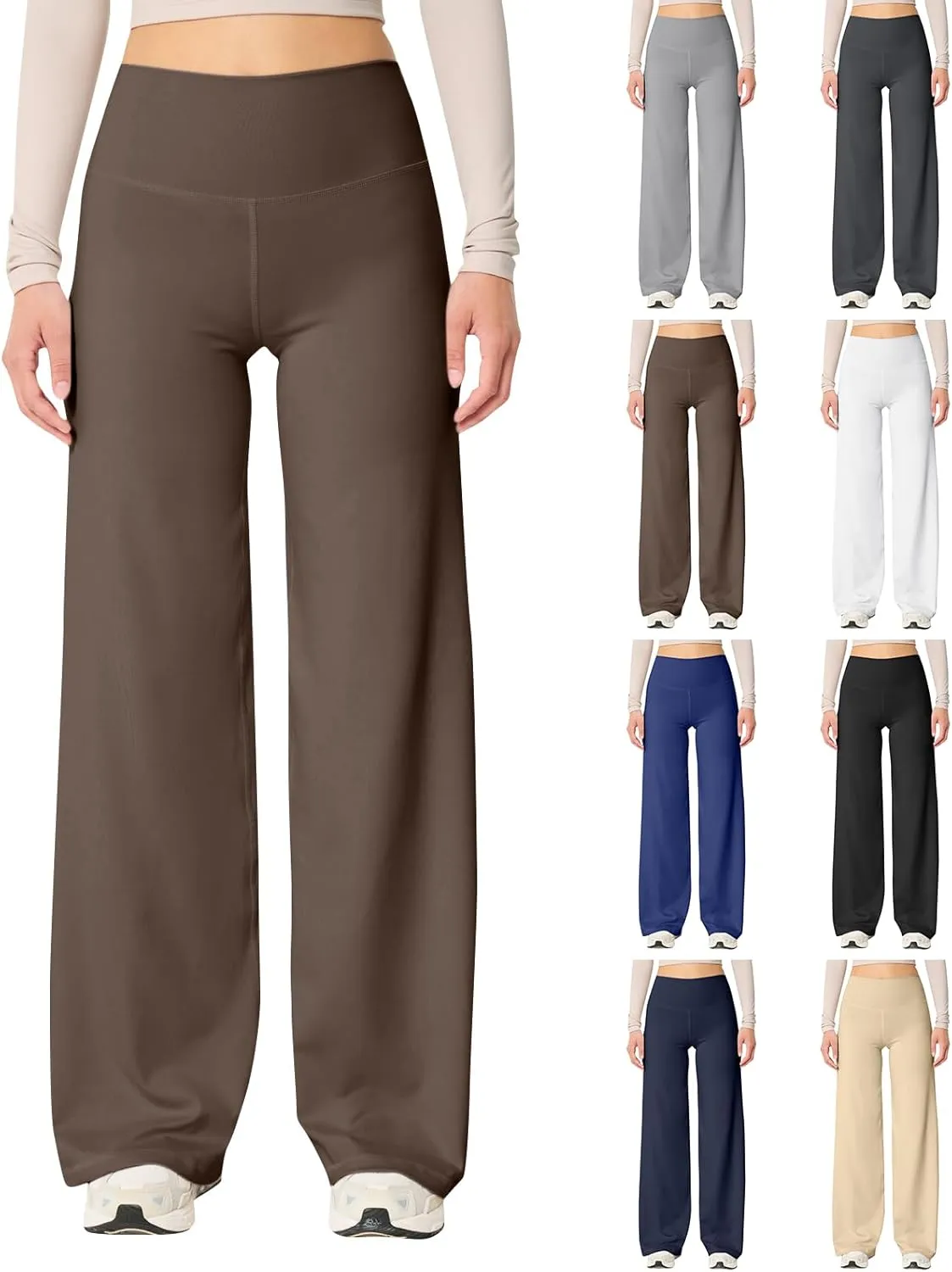 Wide Leg Yoga Pants for Women Stretchy Tummy Control Leggings Soft Athletic Workout Pants Bootcut Flowy Pants Trouser