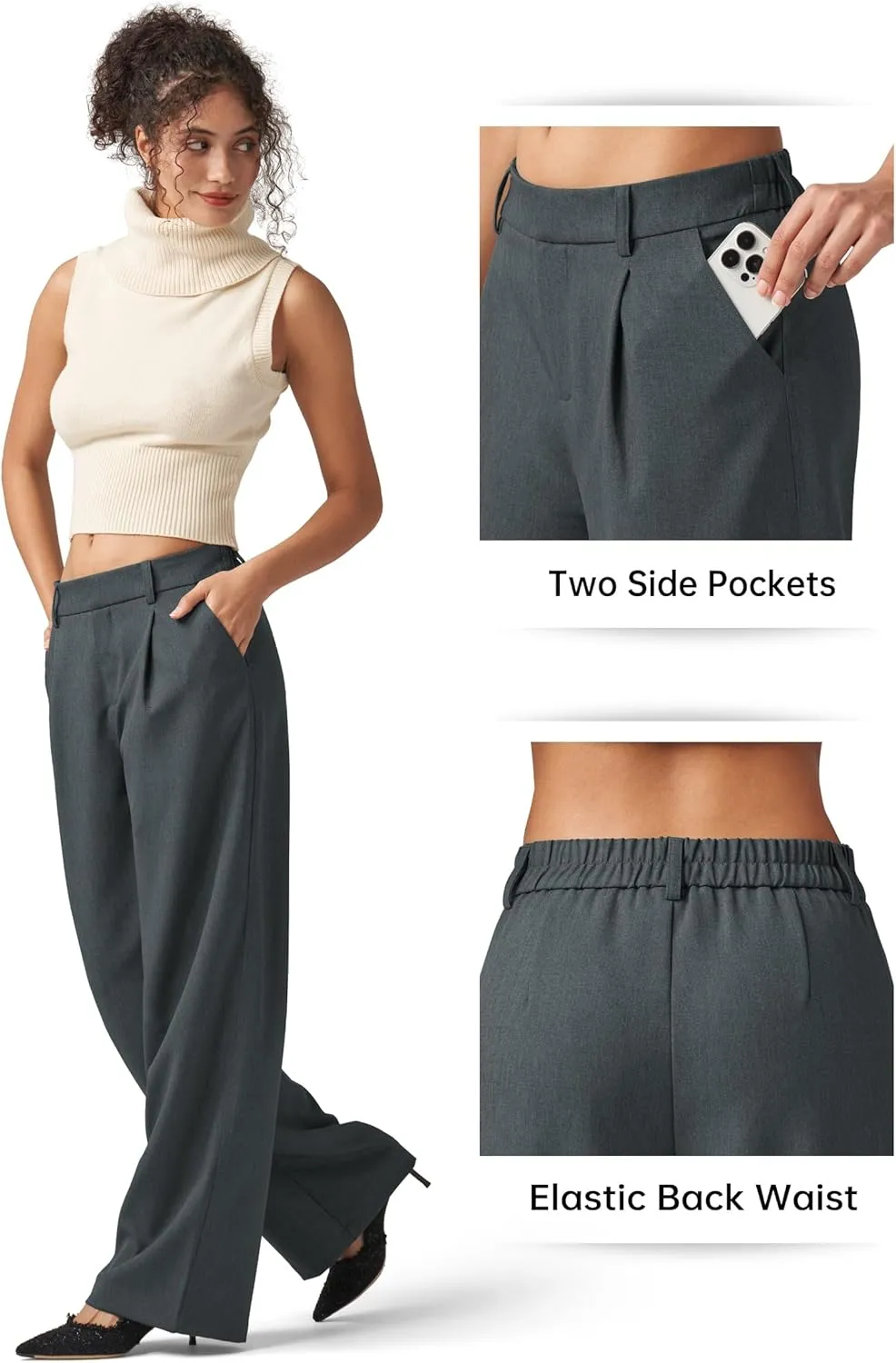Willit Women's Work Pants Wide Leg Dress Pants High Waisted Casual Business Office Pants Slacks 29"/31"