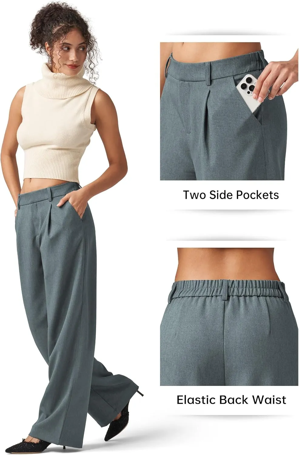 Willit Women's Work Pants Wide Leg Dress Pants High Waisted Casual Business Office Pants Slacks 29"/31"
