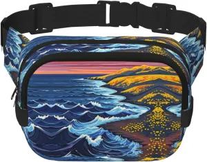 Windswept Shores Print Crossbody Waist Bag, Adjustable Everywhere Fanny Packs for Men&Women/Traveling/Outdoors/Hiking