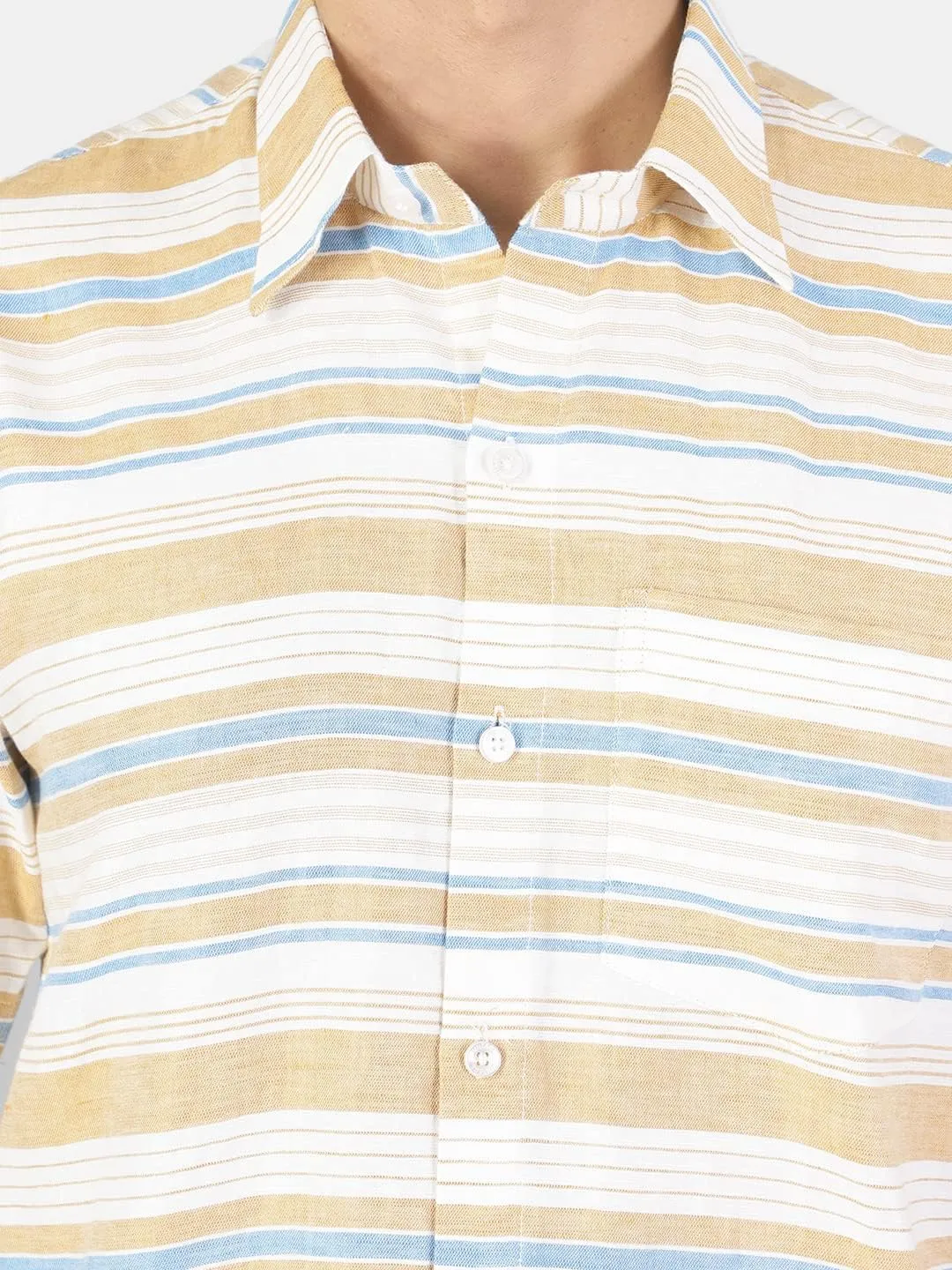 WINTAGE Linen Cotton White Stripe Shirt