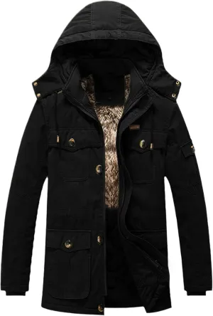Winter Jacket Men Thicken Warm Cotton-Padded Fleece Jackets Men's Windbreaker Fur Hooded Parka Coats Snow Clothing