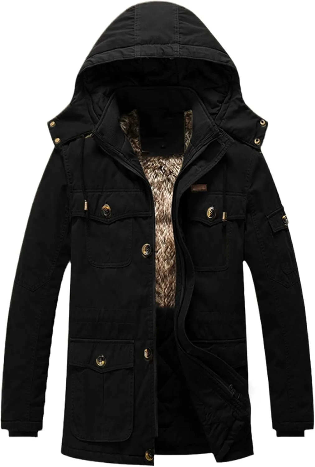 Winter Jacket Men Thicken Warm Cotton-Padded Fleece Jackets Men's Windbreaker Fur Hooded Parka Coats Snow Clothing