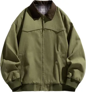Winter Jacket Men's Thick Light Fall Warm Padded Coats Retro Workwear Bomber Jacket Zip Hooded Jacket Outdoor Clothing