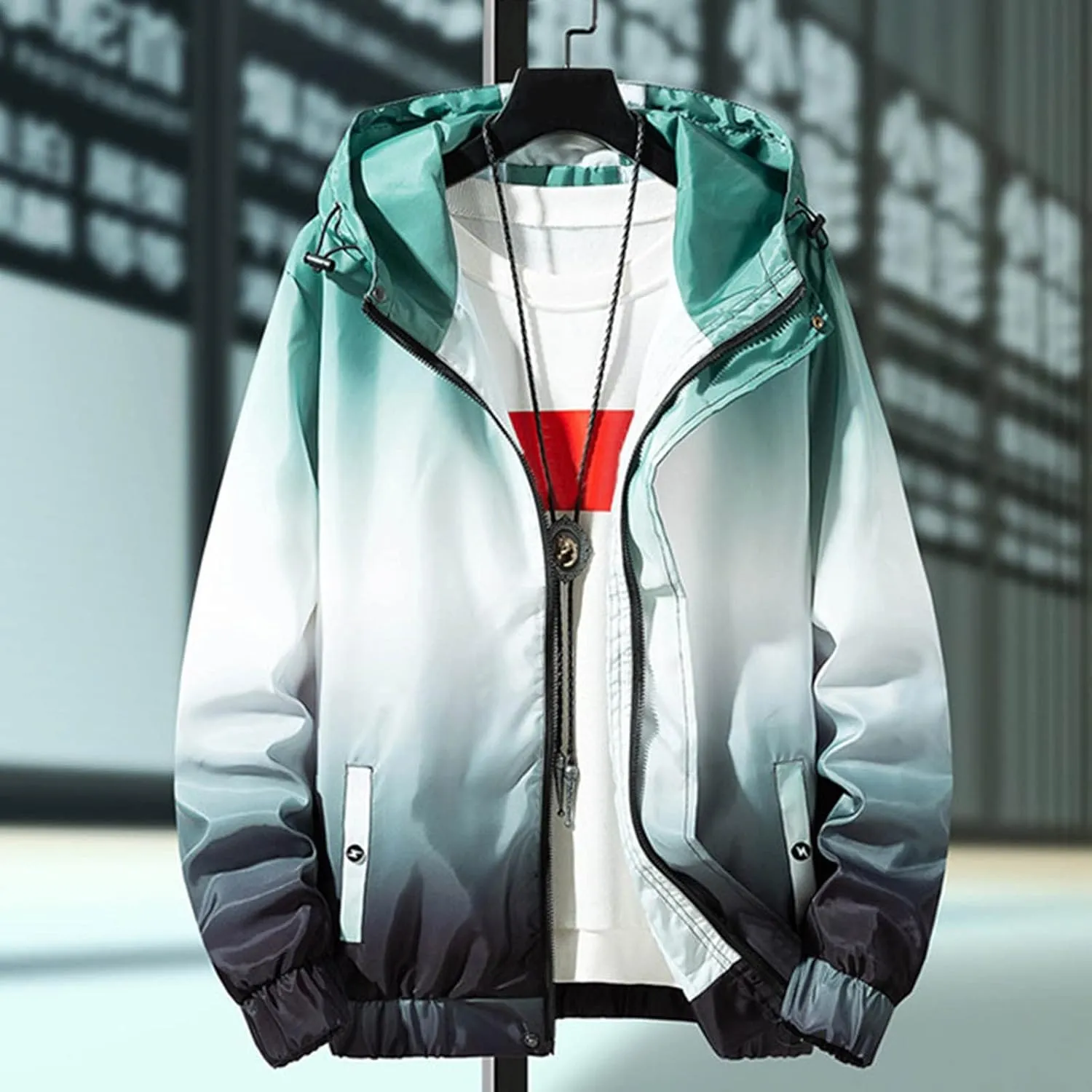 Winter Jackets for Men Gradient Pocket Cardigan Zipper er Jacket Lightweight Jacket Winter Jackets for Men