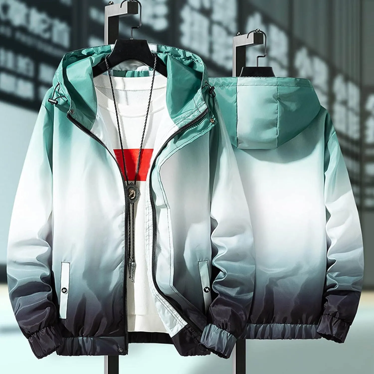 Winter Jackets for Men Gradient Pocket Cardigan Zipper er Jacket Lightweight Jacket Winter Jackets for Men