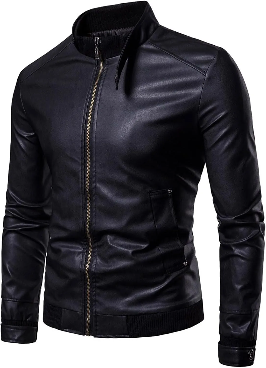 Winter Jackets for Men Jacket PU Leather Long Sleeve Autumn Stand Collar Club Coat Mens Jackets Casual Stylish Coat