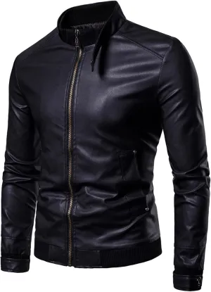 Winter Jackets for Men Jacket PU Leather Long Sleeve Autumn Stand Collar Club Coat Mens Jackets Casual Stylish Coat