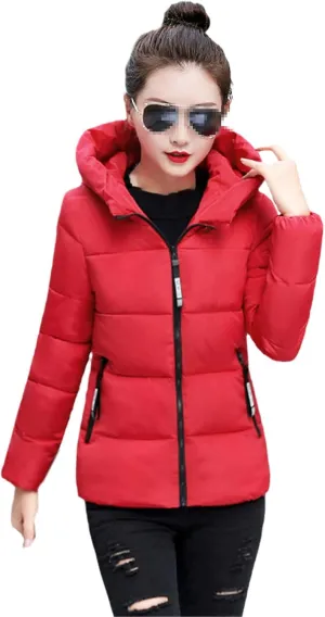 Winter Parka Women Solid Short Jacket Slim Hooded Cotton Padded Thick Casual Female Coats