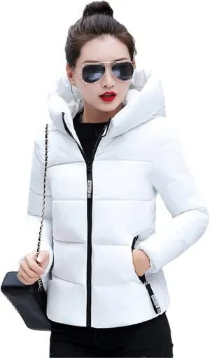 Winter Parka Women Solid Short Jacket Slim Hooded Cotton Padded Thick Casual Female Coats
